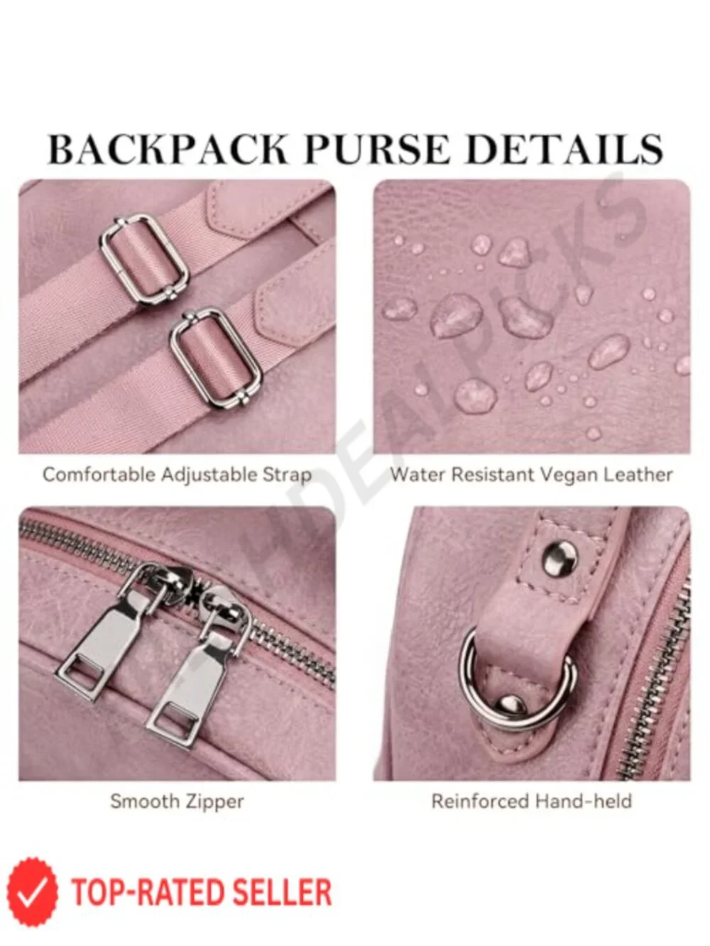 Women's Vegan Leather Mini Backpack Purse Fashion Travel Daypack